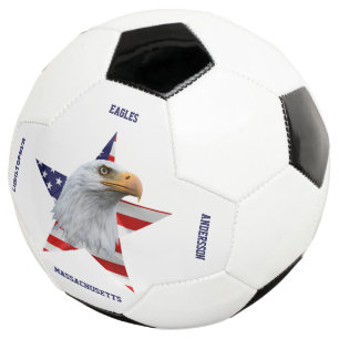 Geweldige Bald Eagle, de Amerikaanse vlag, Star Voetbal