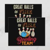 Geweldige Balls Fire Bowling Team Shirt Grappige V (Voorkant / Achterkant)