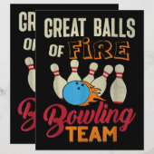 Geweldige Balls Fire Bowling Team Shirt Grappige V (Voorkant / Achterkant)