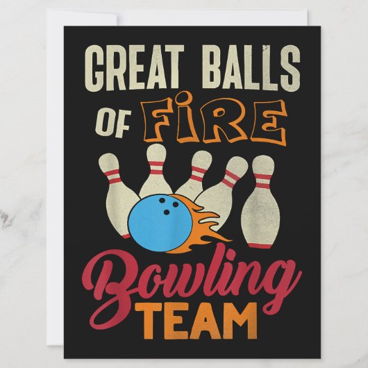 Geweldige Balls Fire Bowling Team Shirt Grappige V (Voorkant)