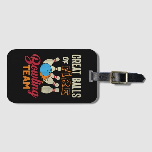 Geweldige Balls Fire Bowling Team Shirt Grappige V Bagagelabel (Voorkant (horizontaal))