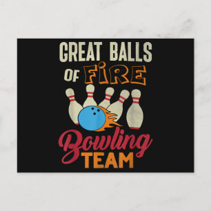 Geweldige Balls Fire Bowling Team Shirt Grappige V Feestdagenkaart