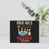 Geweldige Balls Fire Bowling Team Shirt Grappige V Feestdagenkaart (Staand voorkant)