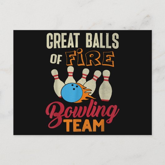 Geweldige Balls Fire Bowling Team Shirt Grappige V Feestdagenkaart (Voorkant)