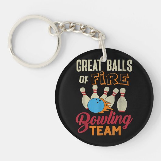 Geweldige Balls Fire Bowling Team Shirt Grappige V Sleutelhanger (Voorkant)