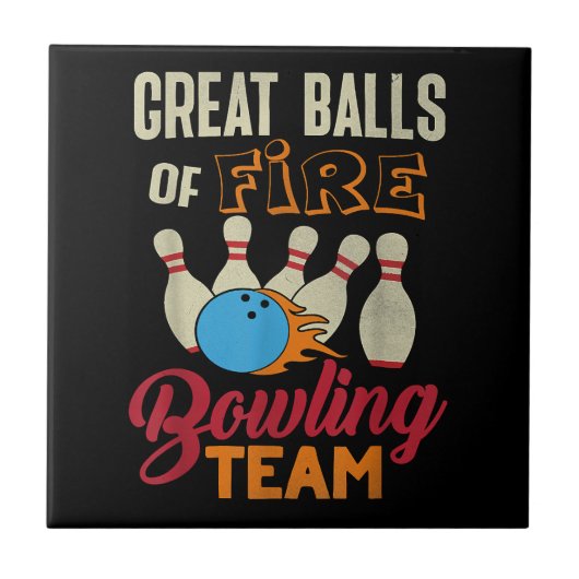 Geweldige Balls Fire Bowling Team Shirt Grappige V Tegeltje (Voorkant)