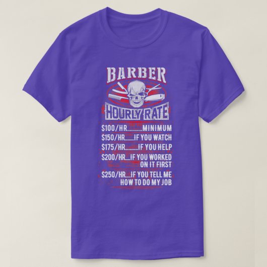 Geweldige Barberx27s Uurtarief T-shirt (Design voorkant)