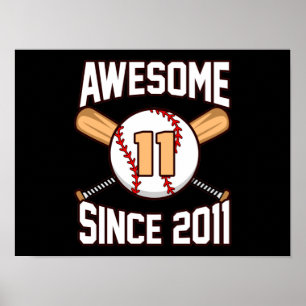 Geweldige Baseball Player 11th Birthday Sports Lov Poster