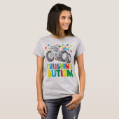 Geweldige bewustmakingsmonster Truck Crushing Aust T-shirt (Voorkant volledig)