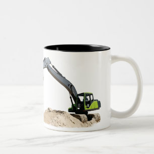 Geweldige Big Green Construction Excavator #4 Tweekleurige Koffiemok