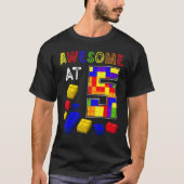 Geweldige bij 5 jaar oude blokbrick Bouwer Kind 5t T-shirt (Voorkant)