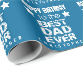 GEWELDIGE BIRTHDAY DAD Aangepaste naam BLAUW WHITE Cadeaupapier (Rol Hoek)