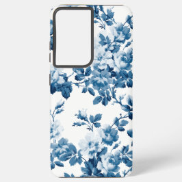 Geweldige blauw bloemmotief samsung galaxy hoesje