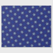 Geweldige Blauw Kerst Sneeuwvlok Inpakpapier (Vlak)