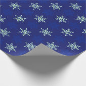 Geweldige Blauw Kerst Sneeuwvlok Inpakpapier (Hoek)