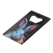 Geweldige Blauw Konijn op Vuur Creditkaart Flessenopener (Voorkant Gekanteld)