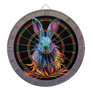 Geweldige Blauw Konijn op Vuur Dartbord