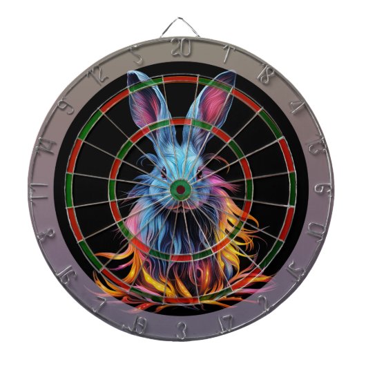 Geweldige Blauw Konijn op Vuur Dartbord (Voorkant)
