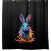 Geweldige Blauw Konijn op Vuur Douchegordijn (Voorkant)