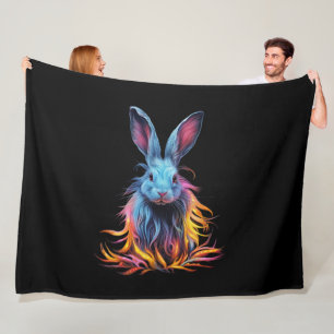 Geweldige Blauw Konijn op Vuur Fleece Deken