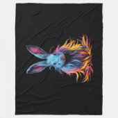 Geweldige Blauw Konijn op Vuur Fleece Deken (Voorkant)