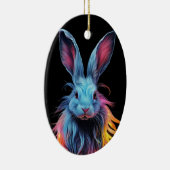 Geweldige Blauw Konijn op Vuur Keramisch Ornament (Rechts)