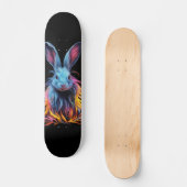 Geweldige Blauw Konijn op Vuur Persoonlijk Skateboard (Voorkant)