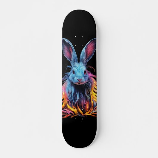 Geweldige Blauw Konijn op Vuur Persoonlijk Skateboard (Voorkant)