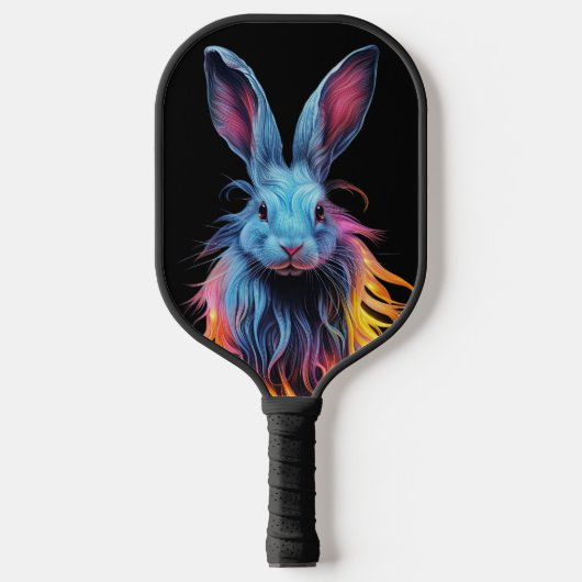 Geweldige Blauw Konijn op Vuur Pickleball Paddle (Voorkant)