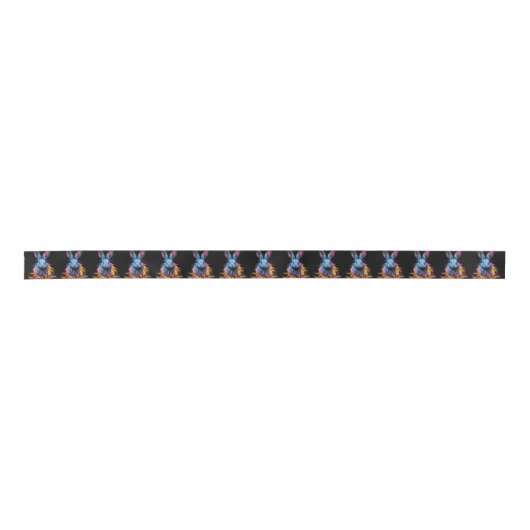 Geweldige Blauw Konijn op Vuur Satijnen Lint (Voorkant)
