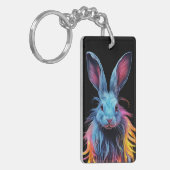 Geweldige Blauw Konijn op Vuur Sleutelhanger (Voorkant Links)