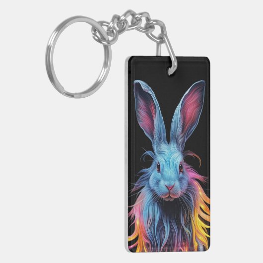 Geweldige Blauw Konijn op Vuur Sleutelhanger (Voorkant Links)