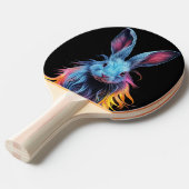 Geweldige Blauw Konijn op Vuur Tafeltennisbatje (Voorkant Gekanteld)