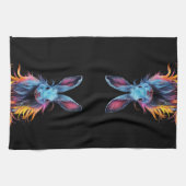 Geweldige Blauw Konijn op Vuur Theedoek (Horizontaal)