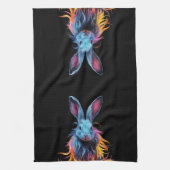 Geweldige Blauw Konijn op Vuur Theedoek (Verticaal)