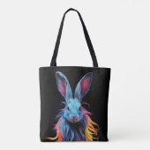 Geweldige Blauw Konijn op Vuur Tote Bag (Achterkant)