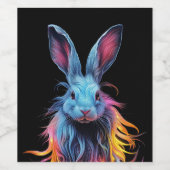 Geweldige Blauw Konijn op Vuur Wijn Etiket (Enkel label)