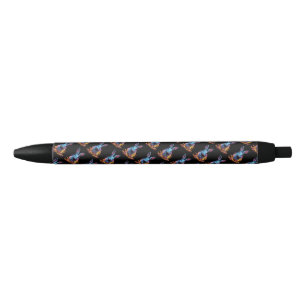 Geweldige Blauw Konijn op Vuur Zwarte Inkt Pen