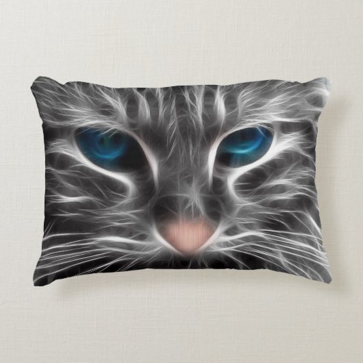 Geweldige Blauw Oog Kattengezicht Accent Kussen (Voorkant)