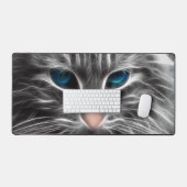 Geweldige Blauw Oog Kattengezicht Bureaumat (Keyboard & Muis)