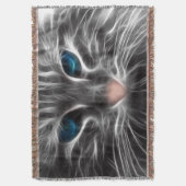 Geweldige Blauw Oog Kattengezicht Deken (Voorkant Verticaal)