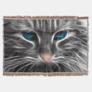 Geweldige Blauw Oog Kattengezicht Deken