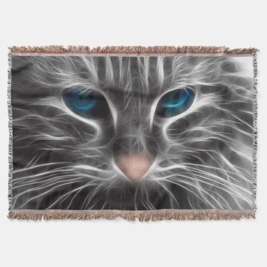 Geweldige Blauw Oog Kattengezicht Deken (Voorkant)