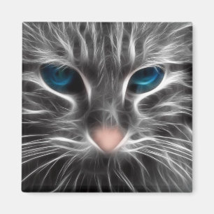 Geweldige Blauw Oog Kattengezicht Magneet