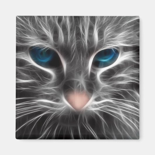 Geweldige Blauw Oog Kattengezicht Magneet (Voorkant)
