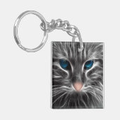 Geweldige Blauw Oog Kattengezicht Sleutelhanger (Voorkant Links)