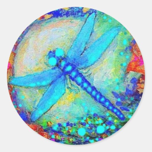 Geweldige blauwe dragonfly door Sharles Ronde Sticker (Voorkant)
