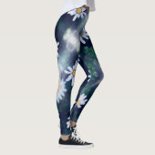 Geweldige blauwe gele bloemen Leggings (Rechts)