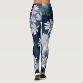 Geweldige blauwe gele bloemen Leggings (Achterkant)