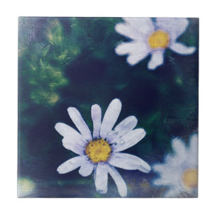 Geweldige blauwe gele bloemen schilderen tegeltje
